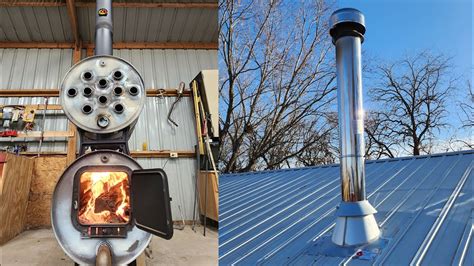 my woodstove & chimney thru metal roof install 